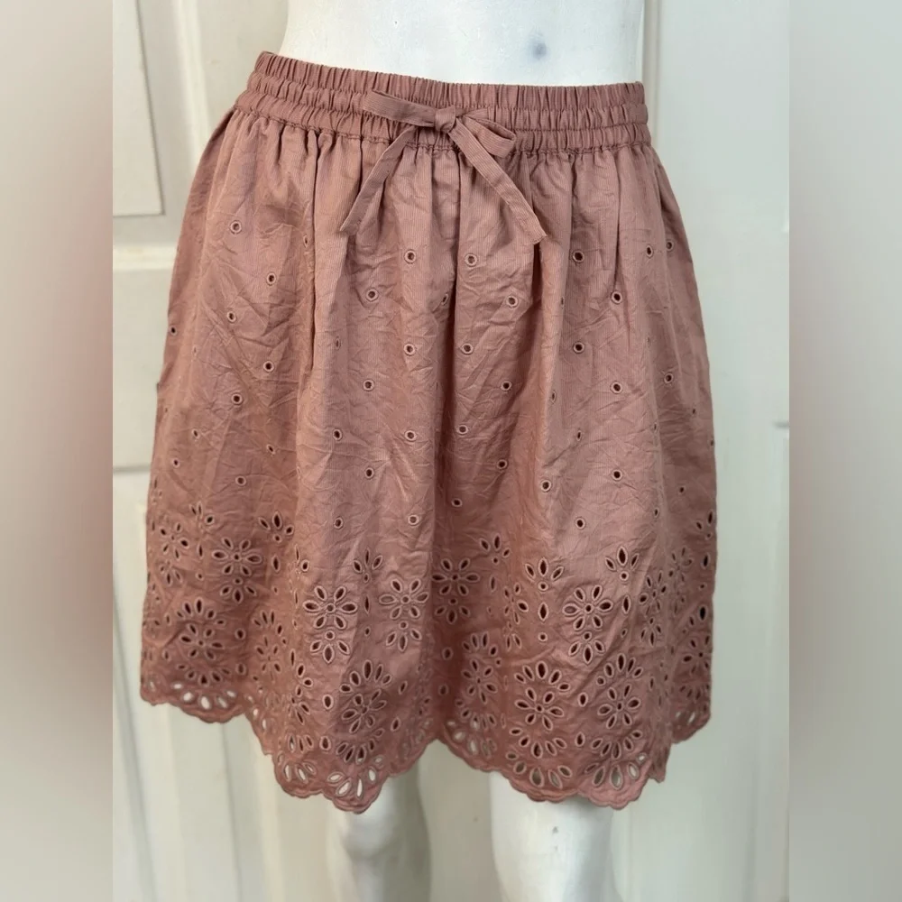 COACH Broderie Anglaise Mini Skirt In Organic Cotton Size 0
